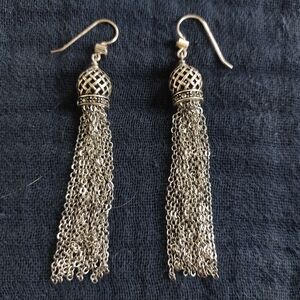 Brighton Silver Tassel Earrings, Excellent Condition!